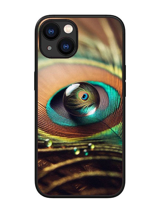 iPhone 13 Water Drop On Peacock Feather
