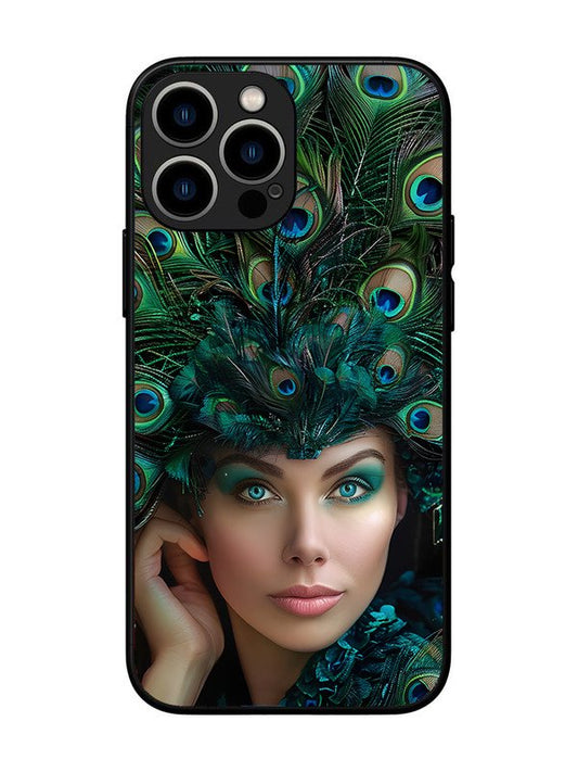 iPhone 13 Pro Max Girl with peacock feather Crown