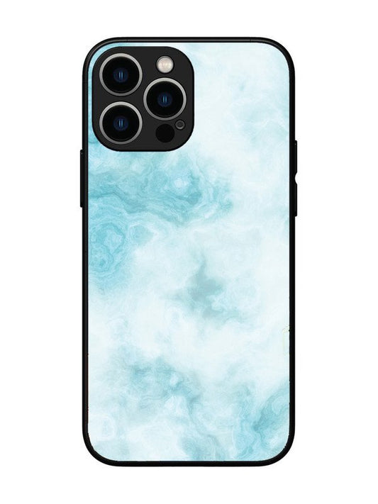 iPhone 13 Pro Max Light Blue with White Ocean Marble