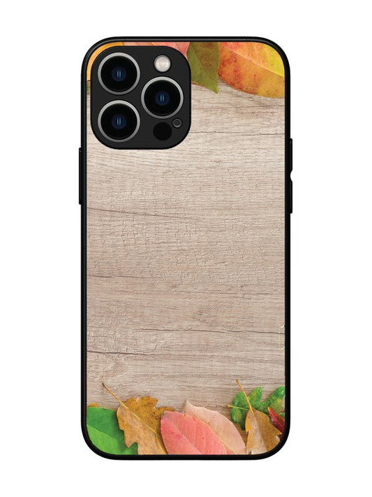 iPhone 13 Pro Max Autumn Leafs On Wooden Table