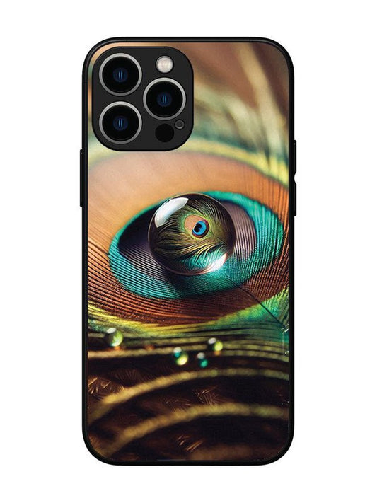 iPhone 13 Pro Max Water Drop On Peacock Feather