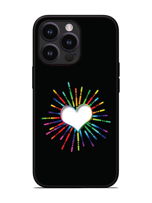 iPhone 14 Pro Colourful Heart on Black