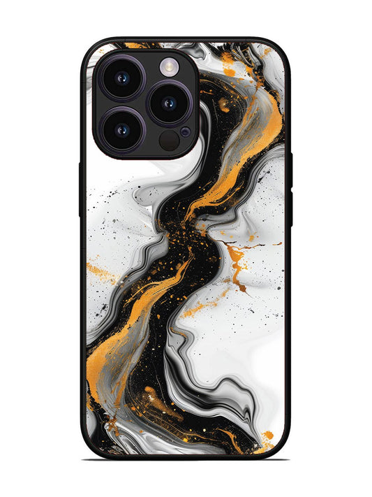 iPhone 14 Pro Black And Golden Marble Essence