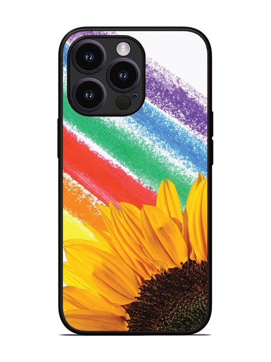 iPhone 14 Pro Sunflower on Colourful Lines