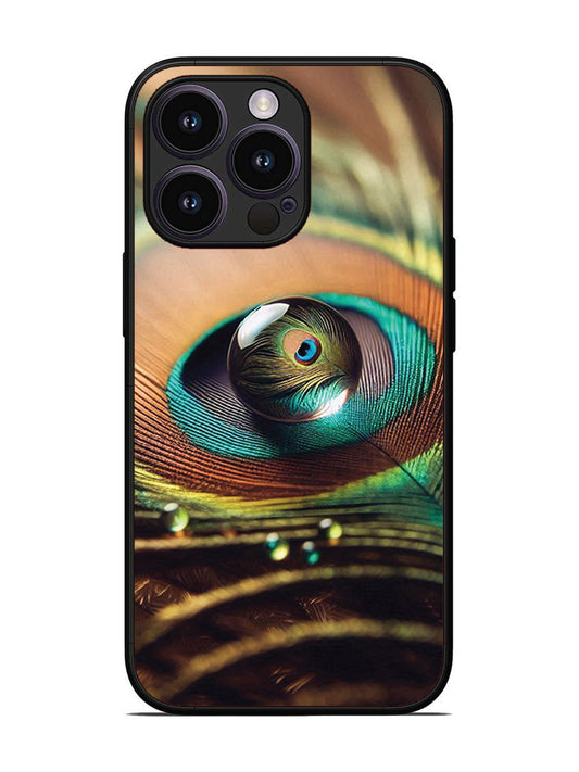 iPhone 14 Pro Water Drop On Peacock Feather