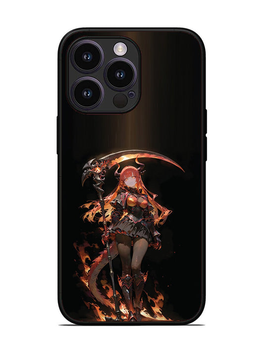 iPhone 14 Pro anime-girl-sycthe-red-hair-horn