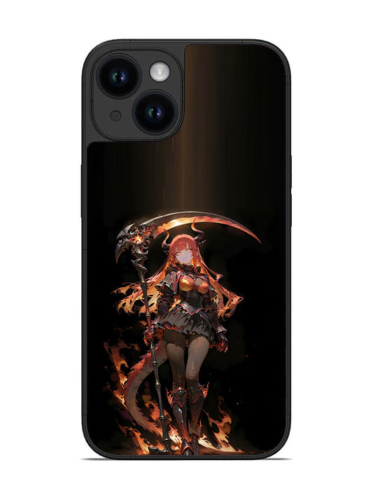 iPhone 14 anime-girl-sycthe-red-hair-horn