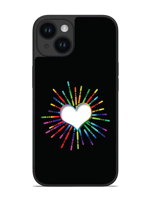 iPhone 14 Colourful Heart on Black