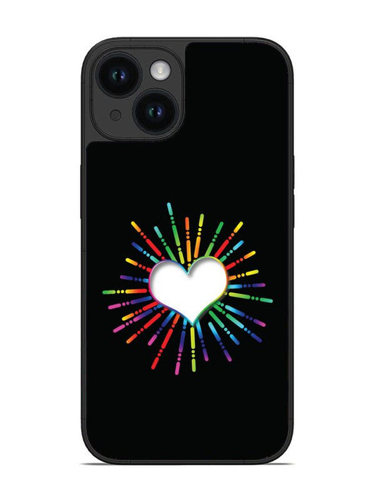 iPhone 14 Colourful Heart on Black