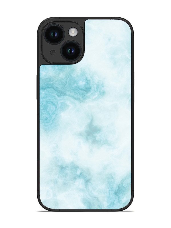 iPhone 14 Light Blue with White Ocean Marble