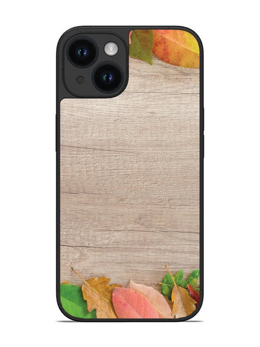 iPhone 14 Autumn Leafs On Wooden Table
