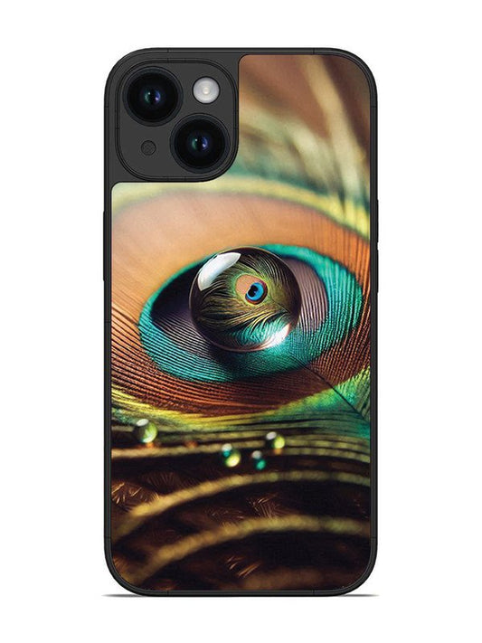 iPhone 14 Water Drop On Peacock Feather