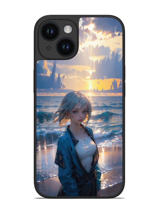 iPhone 14 Anime Girl Beach Ocean Waves