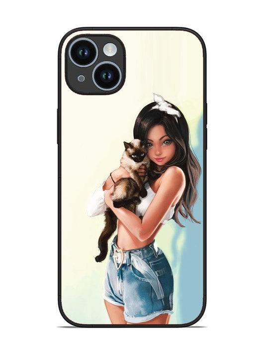 iPhone 14 Plus Cute Girl with Cat