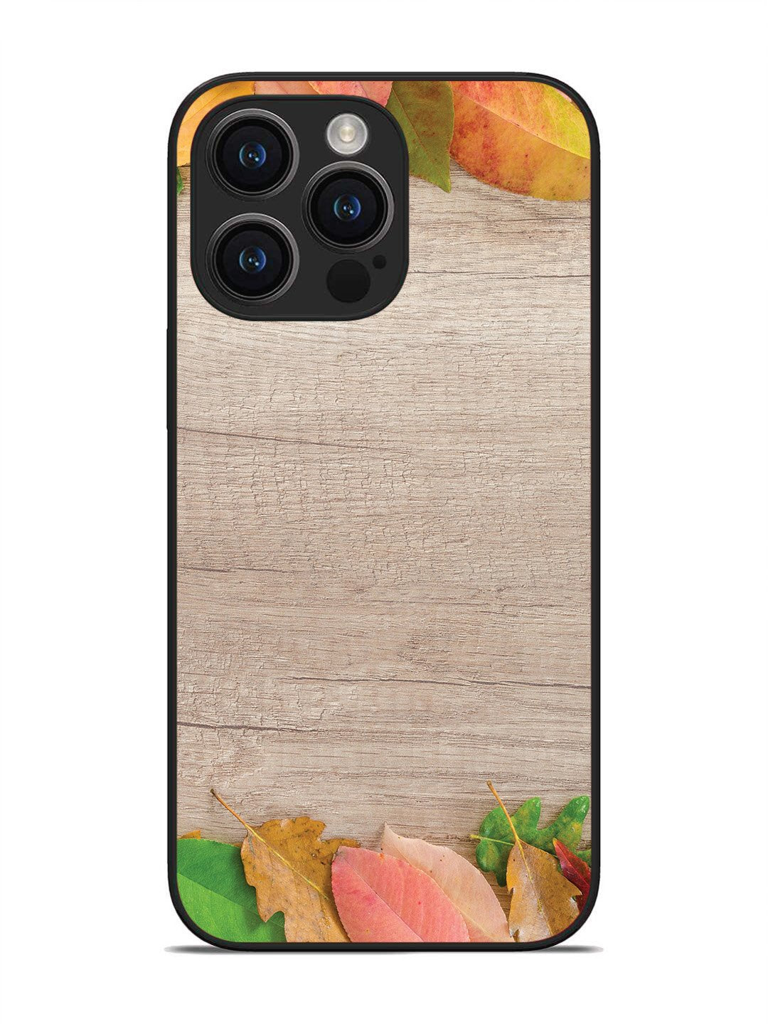iPhone 14 pro max Autumn Leafs On Wooden Table