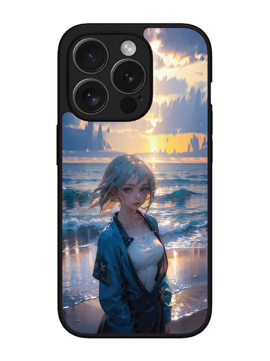 iPhone 15 pro Anime Girl Beach Ocean Waves