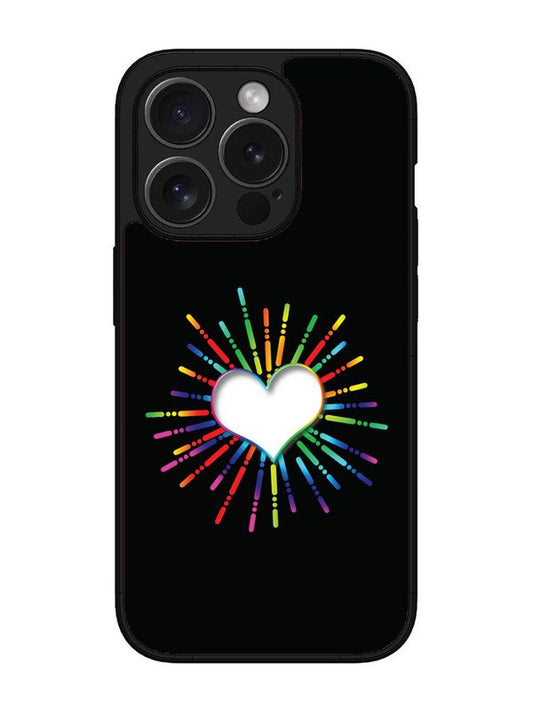 iPhone 15 Pro Colourful Heart on Black