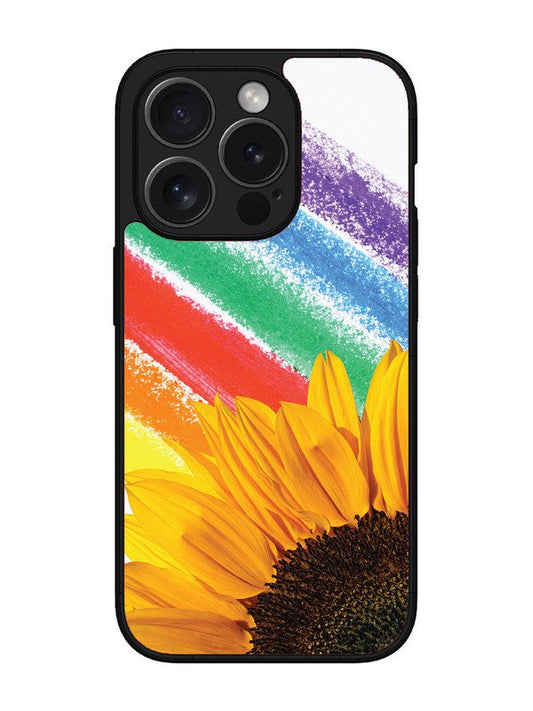 iPhone 15 Pro Sunflower on Colourful Lines