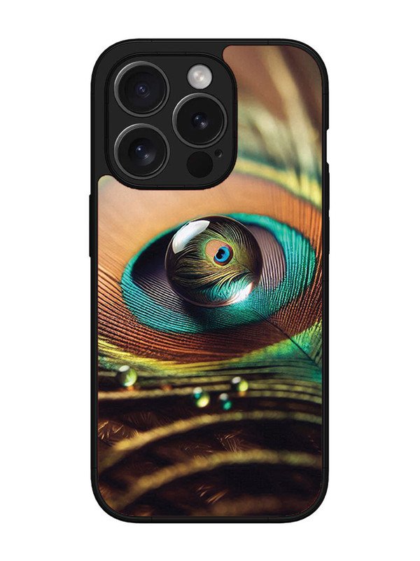 iPhone 15 Pro Water Drop On Peacock Feather