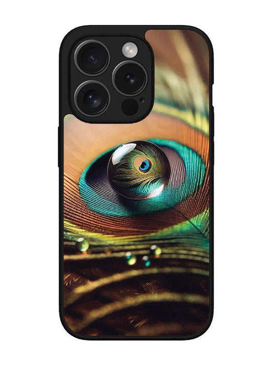 iPhone 15 Pro Water Drop On Peacock Feather