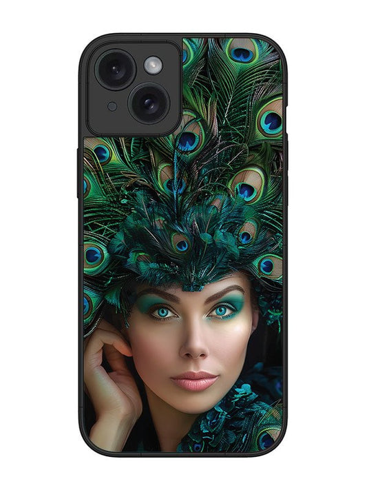 iPhone 15 Plus Girl with peacock feather Crown