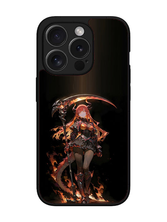 iPhone 15 pro anime-girl-sycthe-red-hair-horn