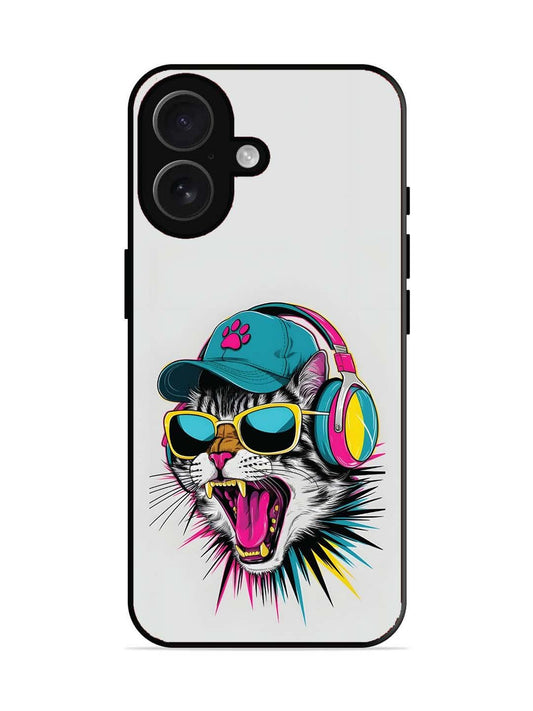 iPhone 16 Neon Pop Art DJ Cat Vibe