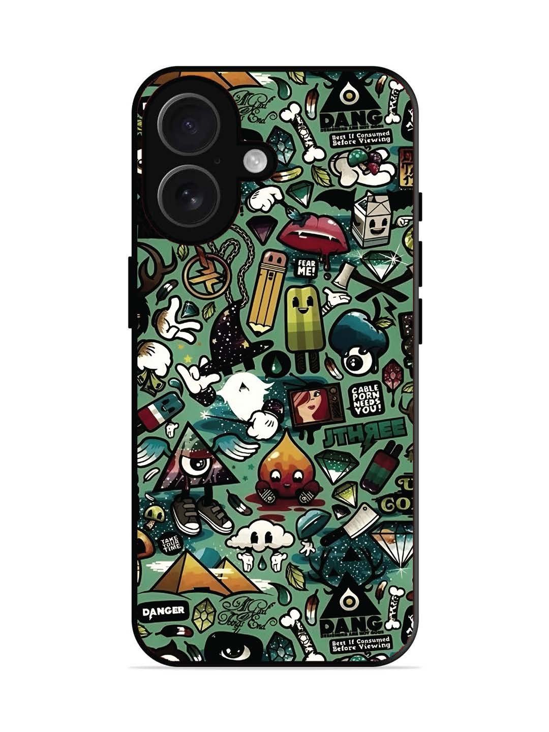 iPhone 16 Pop Art Doodle Graffiti Collage