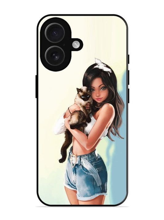 iPhone 16 Cute Girl with Cat