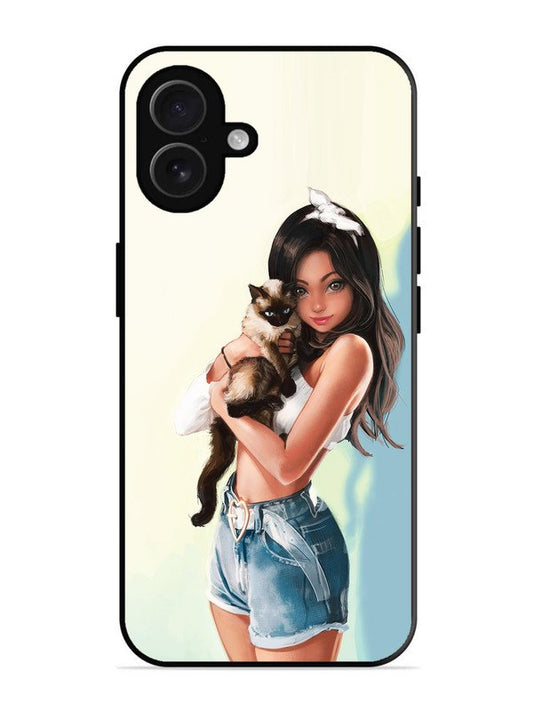 iPhone 16 Plus Cute Girl with Cat