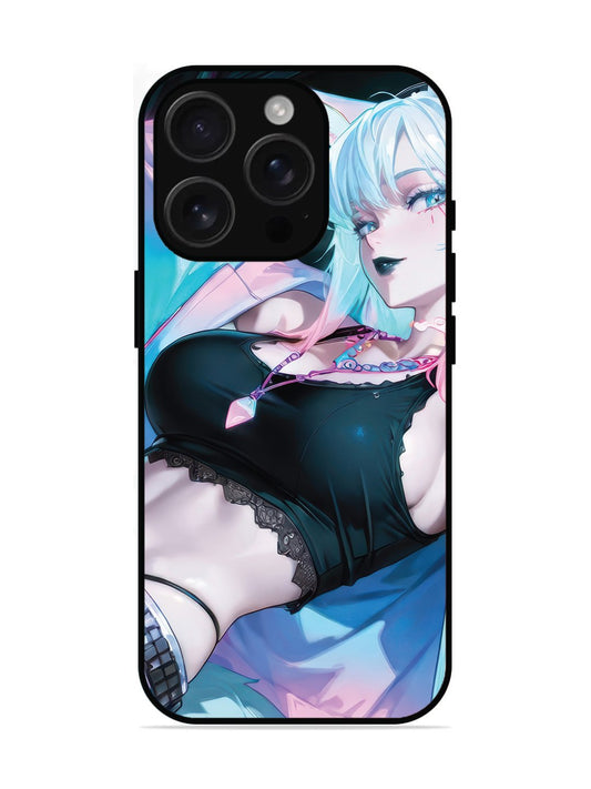 iPhone 16 pro anime girl fox headpohone white Hair