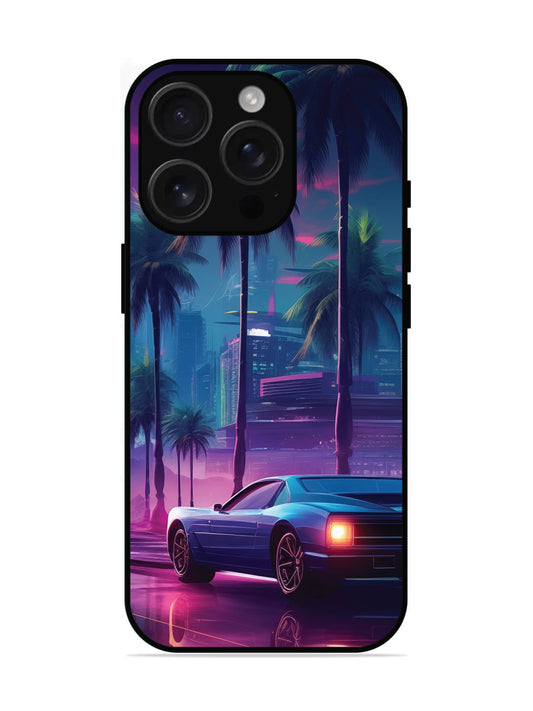 iPhone 16 pro sunset-sports-car-city-palm-trees
