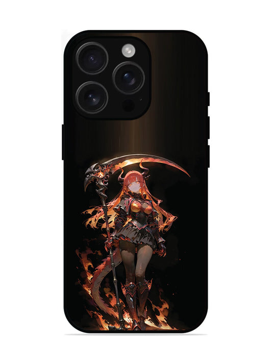iPhone 16 pro anime-girl-sycthe-red-hair-horn