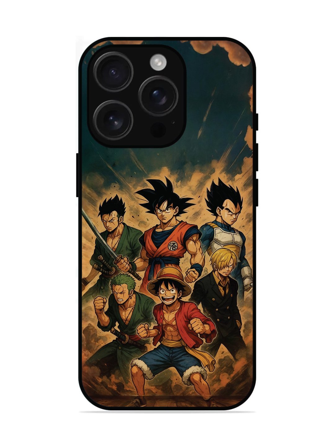 iPhone 16 pro OnePiece n Dragon Ball Z in one team