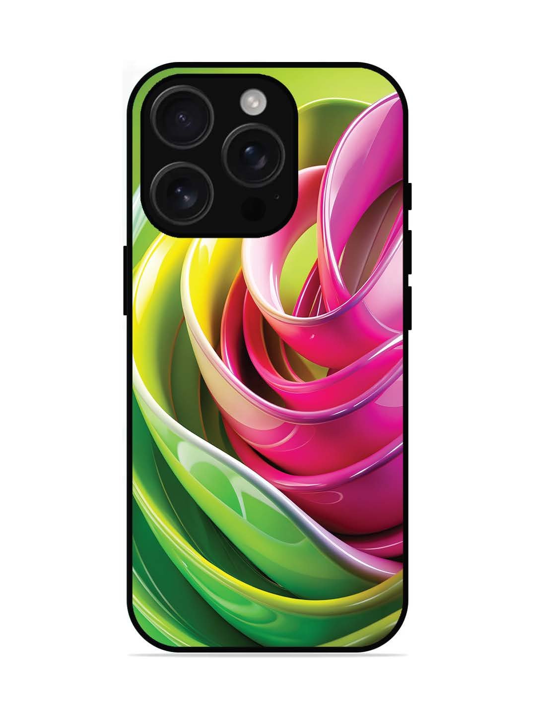 iPhone 16 pro Vibrant Swirl Glossy Ribbon Art