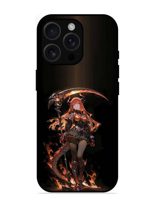 iPhone 16 pro max anime-girl-sycthe-red-hair-horn