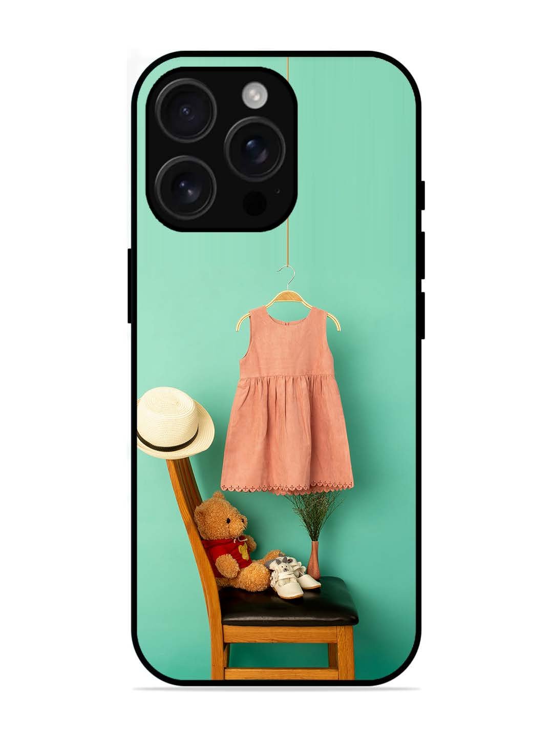 iPhone 16 pro max Trendy dress for girl near toy bear