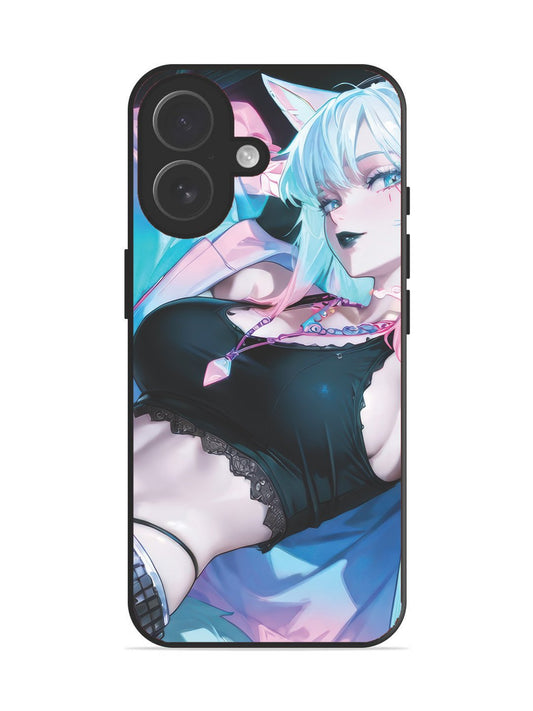 iPhone 17 anime girl fox headpohone white Hair