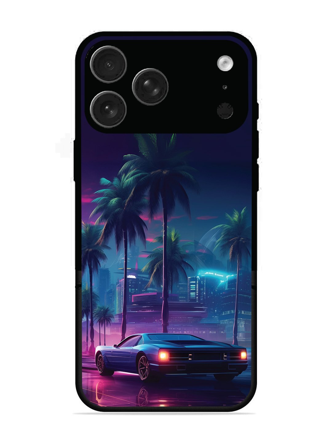 iPhone 17 Pro Max sunset-sports-car-city-palm-trees