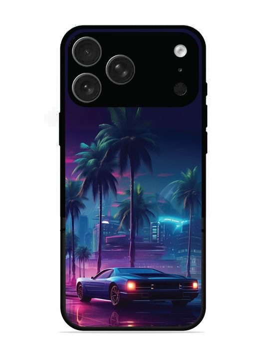 iPhone 17 Pro Max sunset-sports-car-city-palm-trees