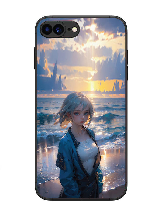 iPhone 7 Plus Anime Girl Beach Ocean Waves