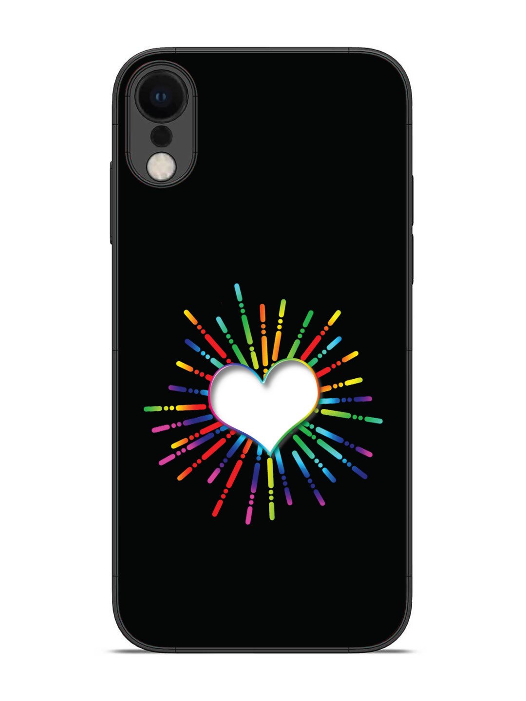 iPhone XR Colourful Heart on Black