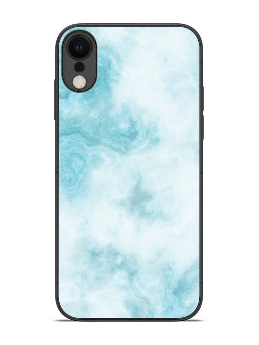 iPhone XR Light Blue with White Ocean Marble