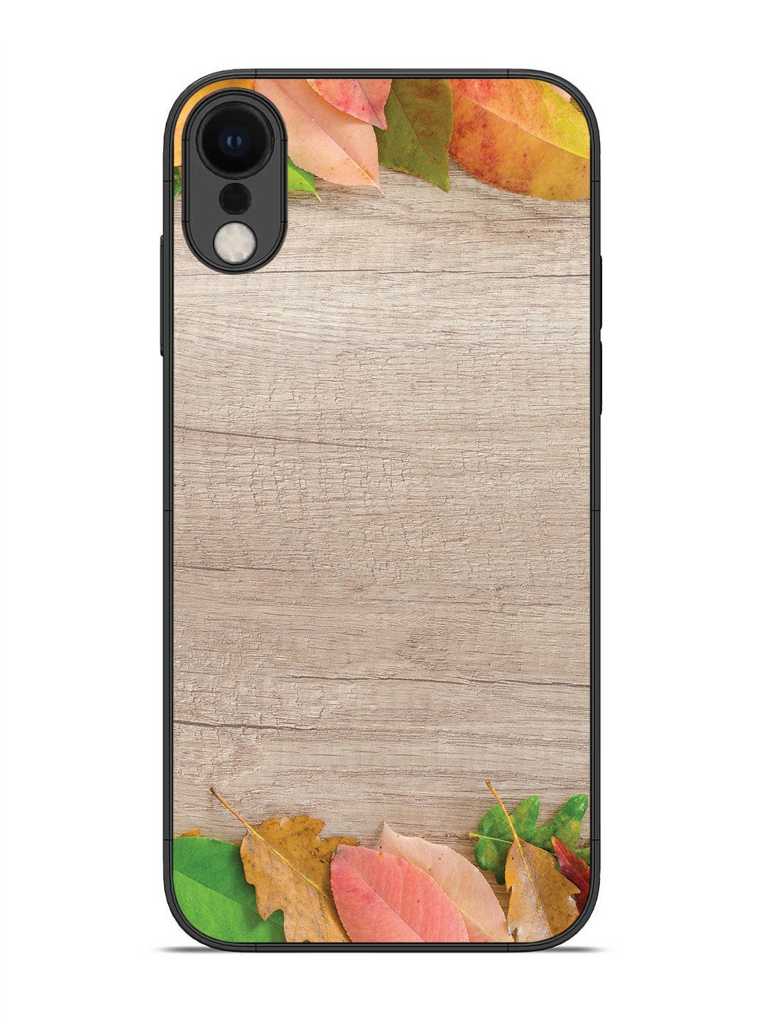 iPhone XR Autumn Leafs On Wooden Table