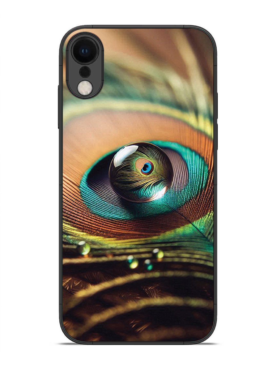iPhone X Water Drop On Peacock Feather