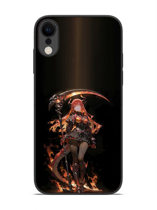 iPhone XR anime-girl-sycthe-red-hair-horn