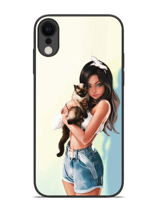 iPhone xr Cute Girl with Cat