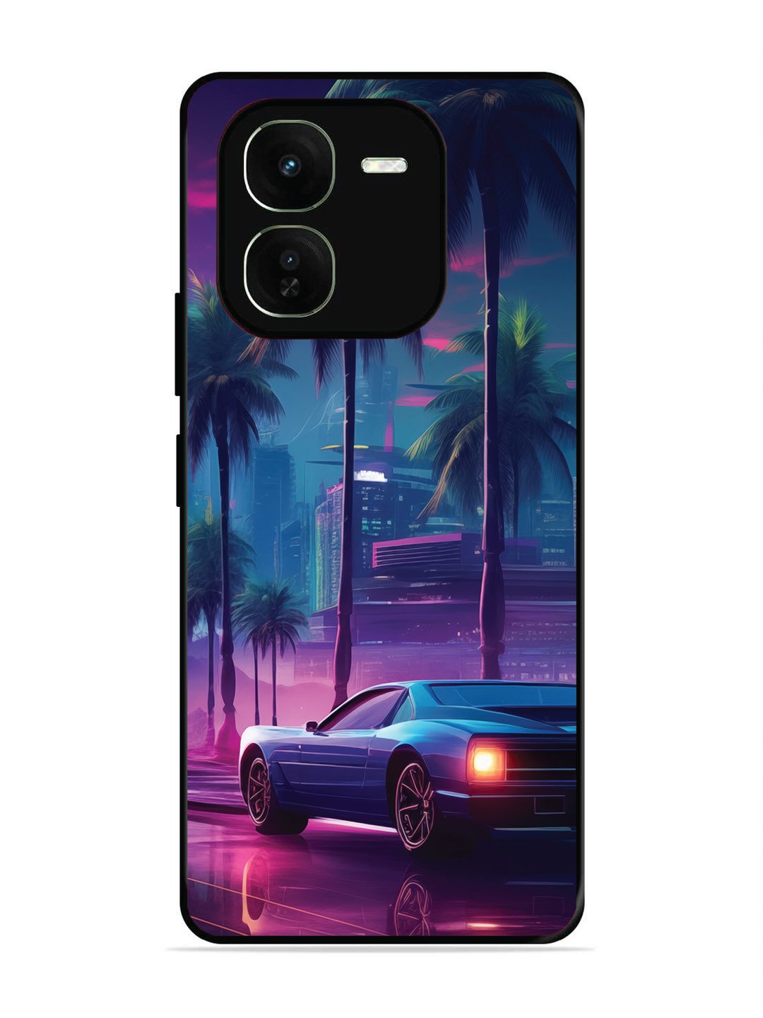 iqoo z9x 5g sunset-sports-car-city-palm-trees