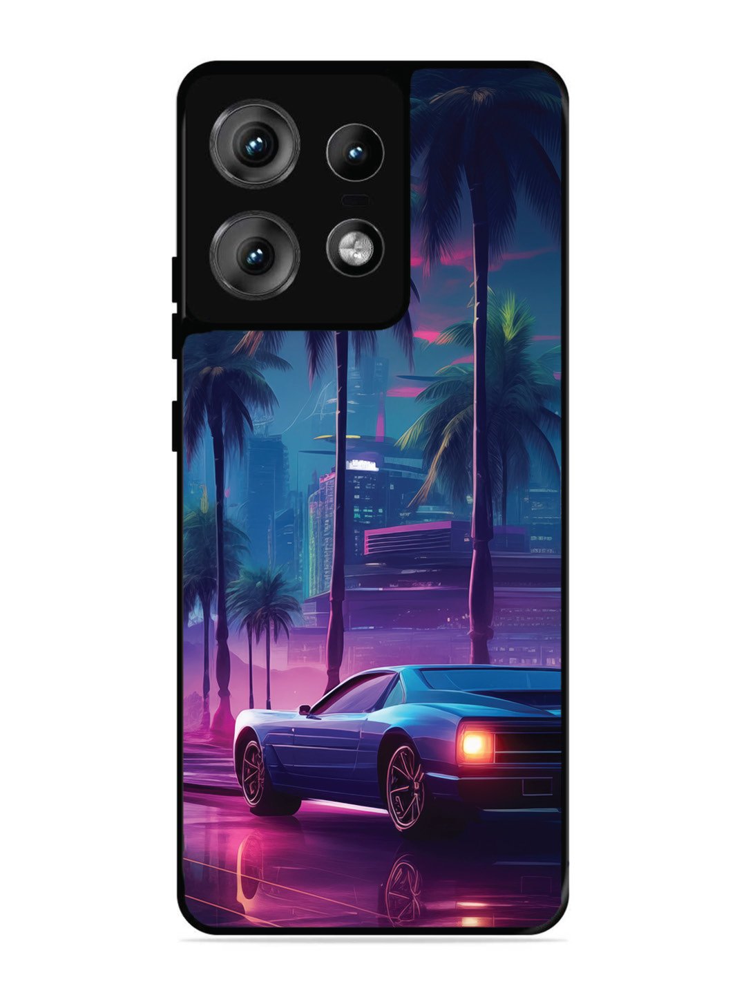 Motorola Edge 50 Pro sunset-sports-car-city-palm-trees