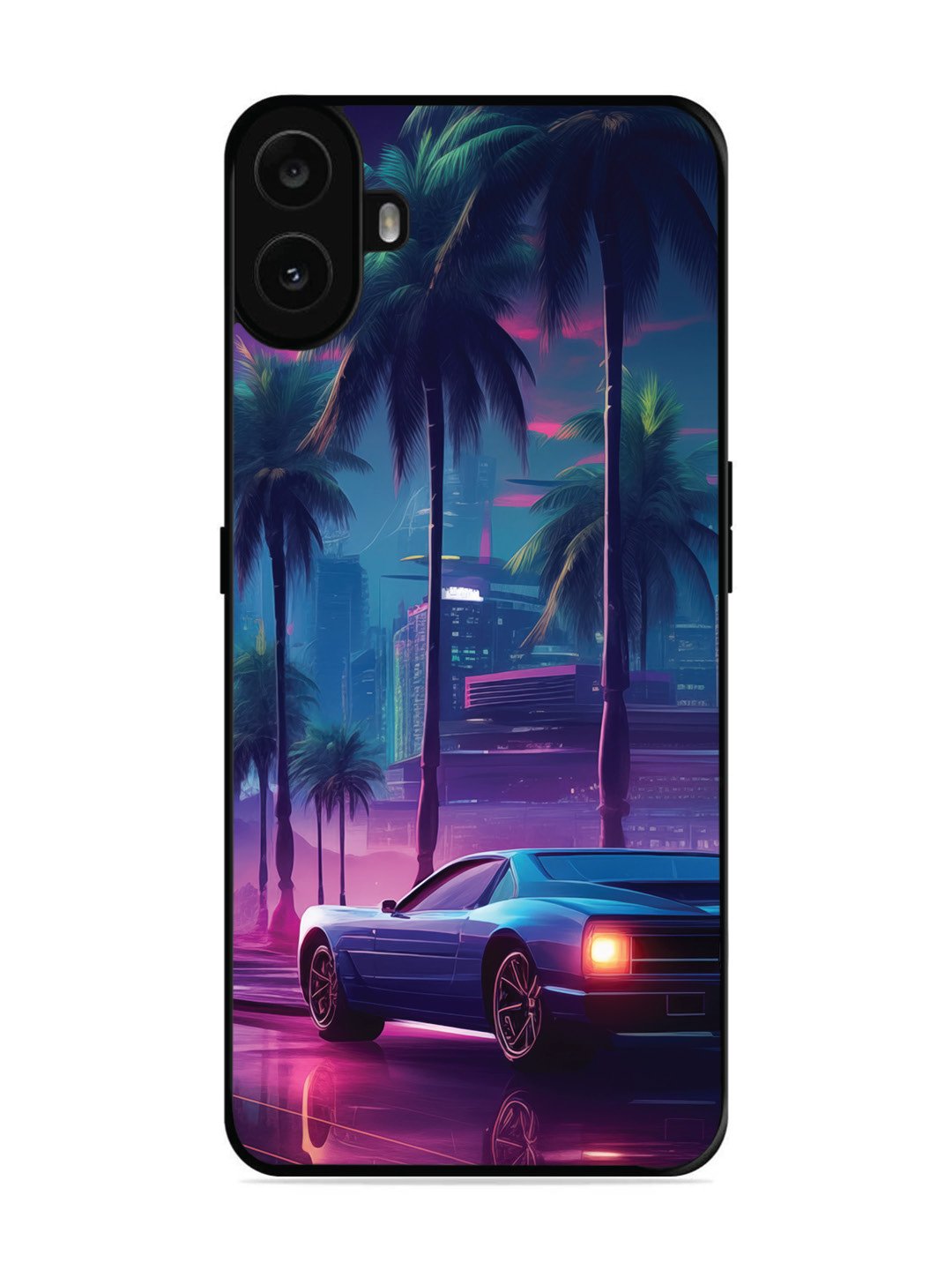 Nothing CMF Phone 1 sunset-sports-car-city-palm-trees